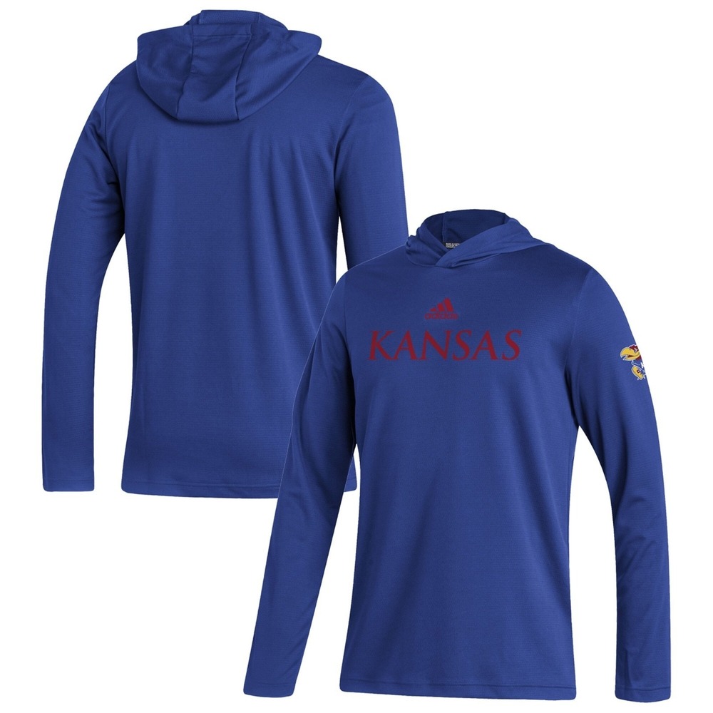 New Adidas Mens KU Kansas Jayhawks Stadium Ready Long Sleeve Shirt‎ Size Medium